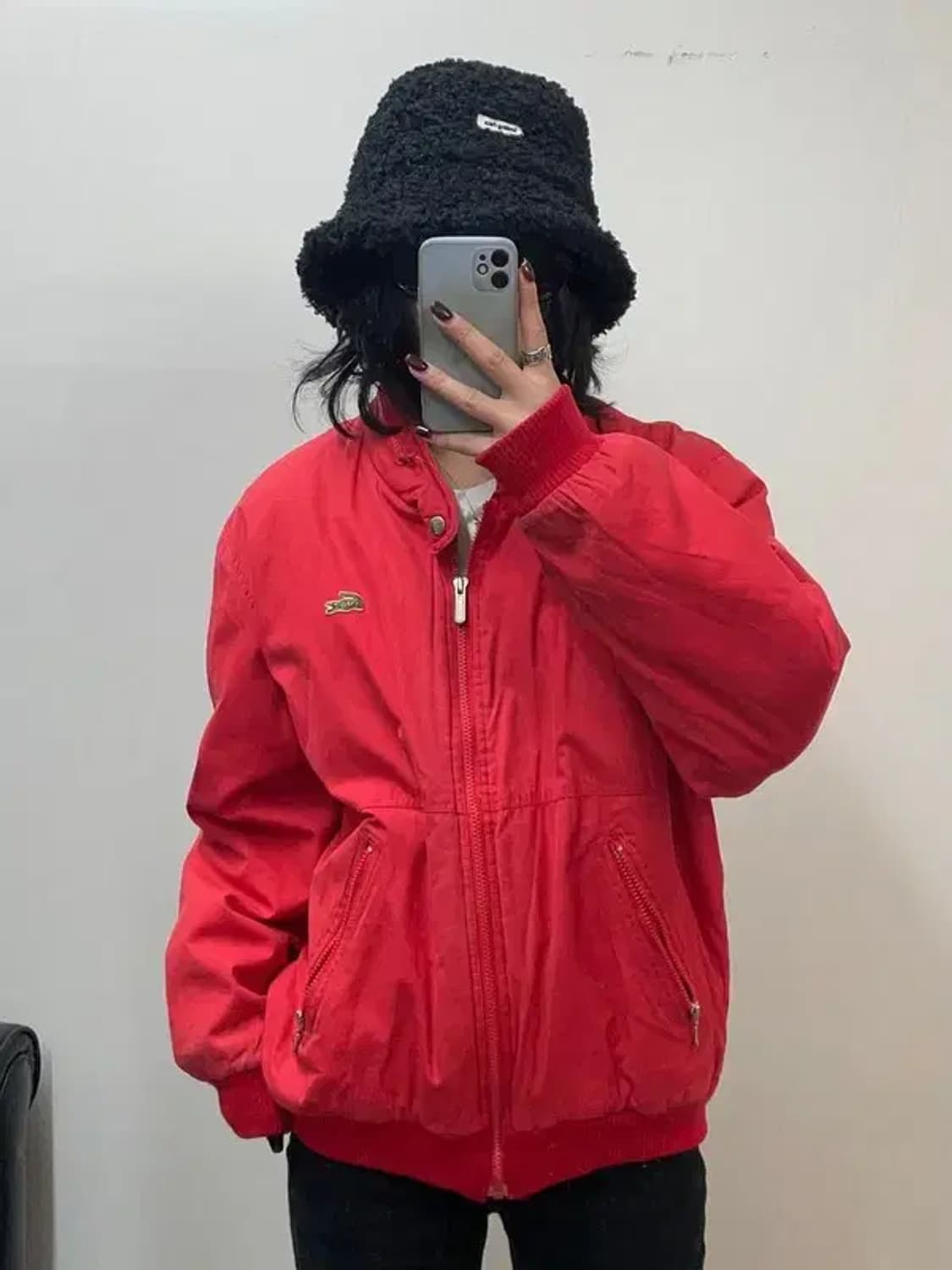 라지 라코스테 올드스쿨 블루종 자켓 레드 상품이미지1