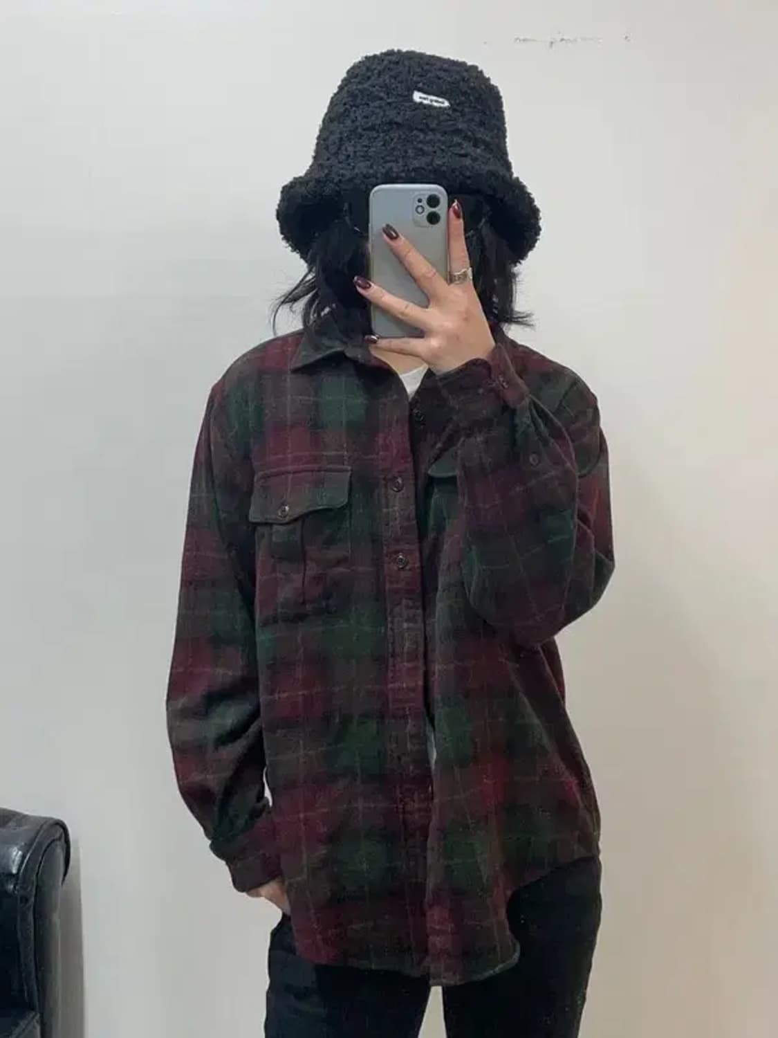 95 폴로랄프로렌 기모 올드스쿨 체크 셔츠 데미지 존재 상품이미지1