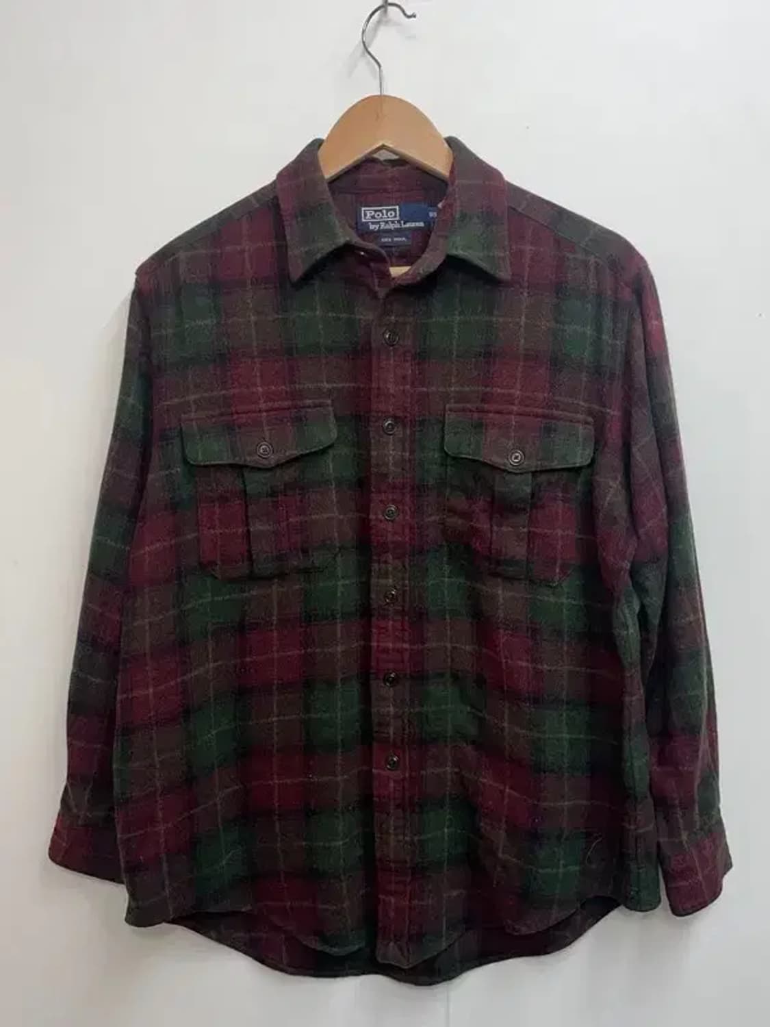 95 폴로랄프로렌 기모 올드스쿨 체크 셔츠 데미지 존재 상품이미지2