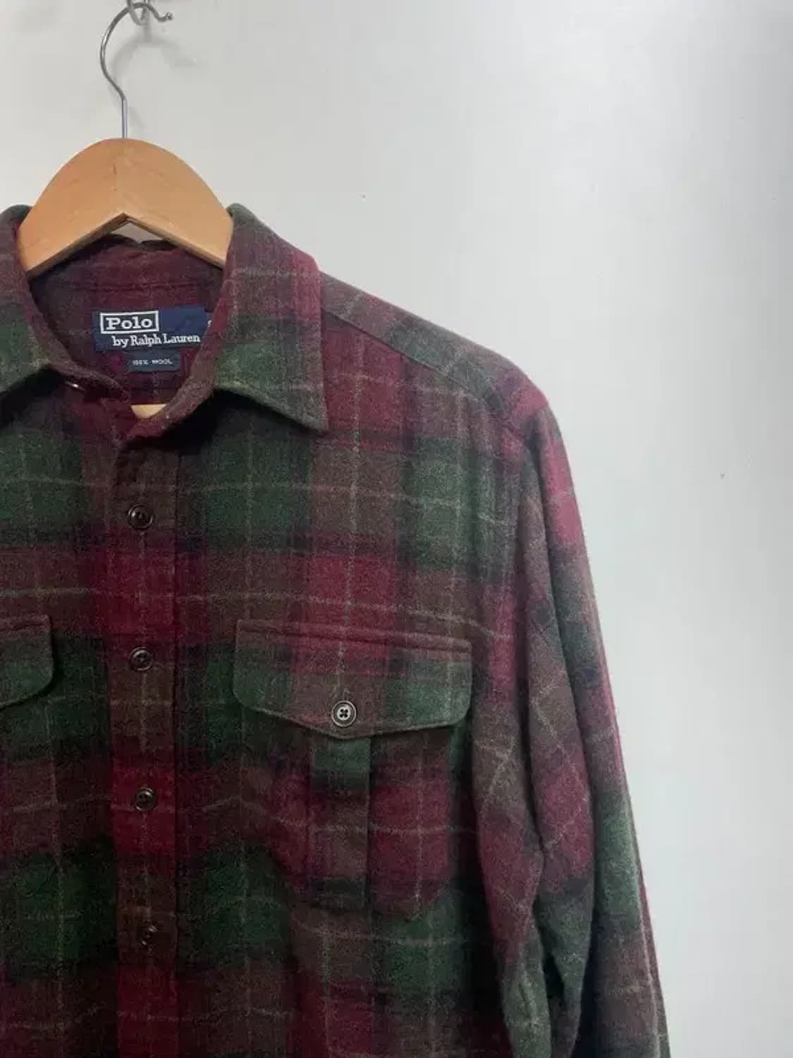 95 폴로랄프로렌 기모 올드스쿨 체크 셔츠 데미지 존재 상품이미지4