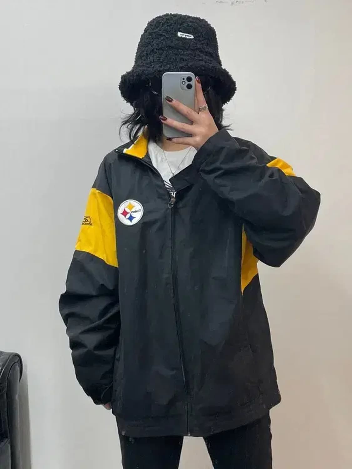 XL NFL 리복 피츠버그 스틸러스 바람막이 자켓 블랙 상품이미지1