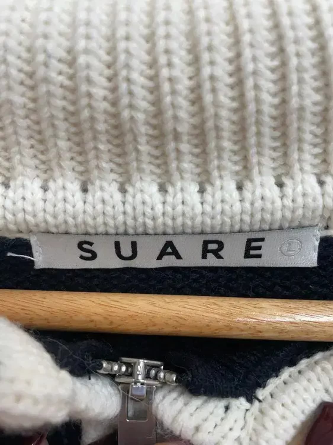 라지 수아레 럭비 카라 반집업 오버핏 니트 블랙 상품이미지5