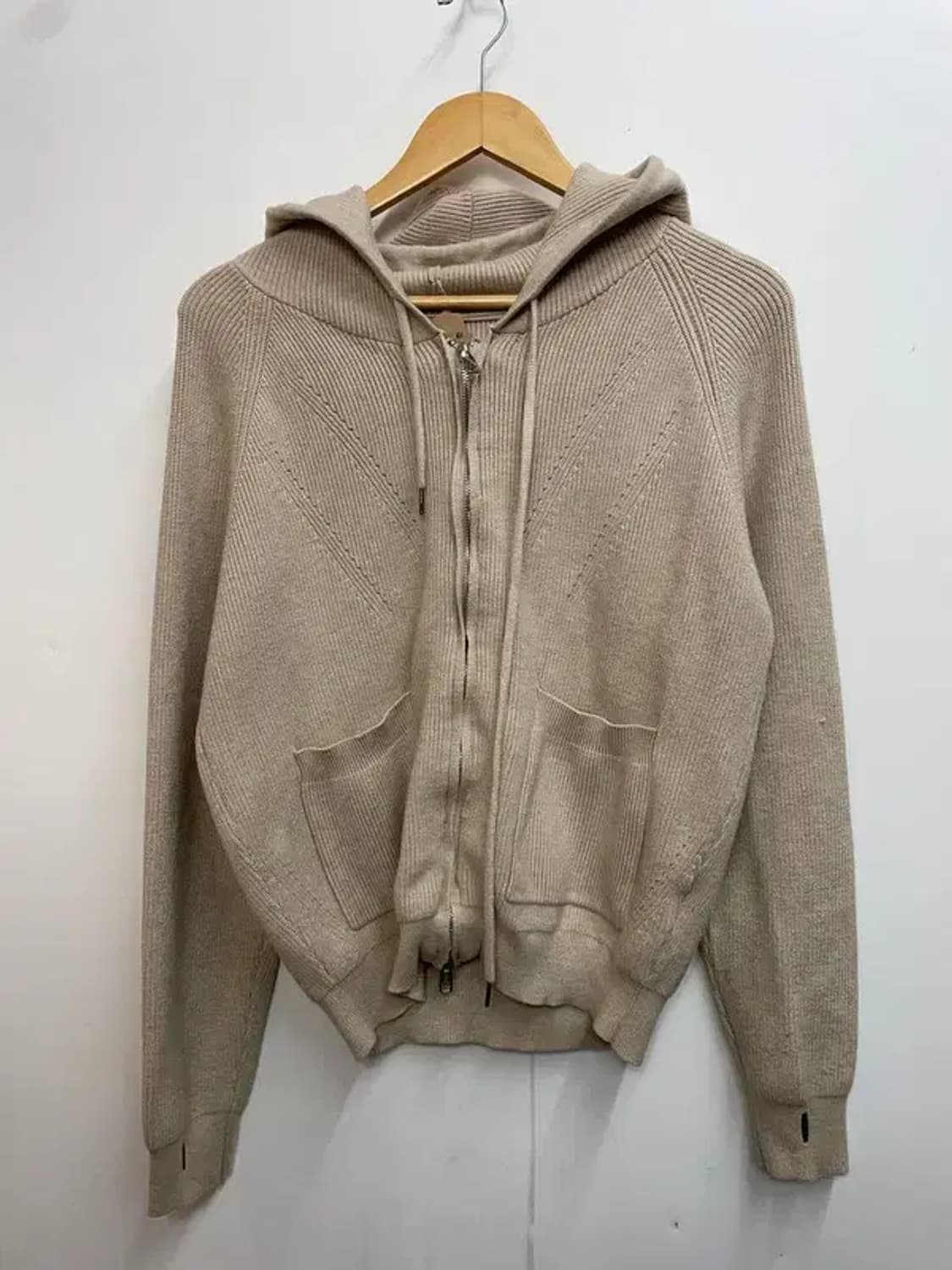 1 디미트리블랙 투웨이 헤비웨이트 케이블 니트 후드 집업 아이보리 상품이미지2