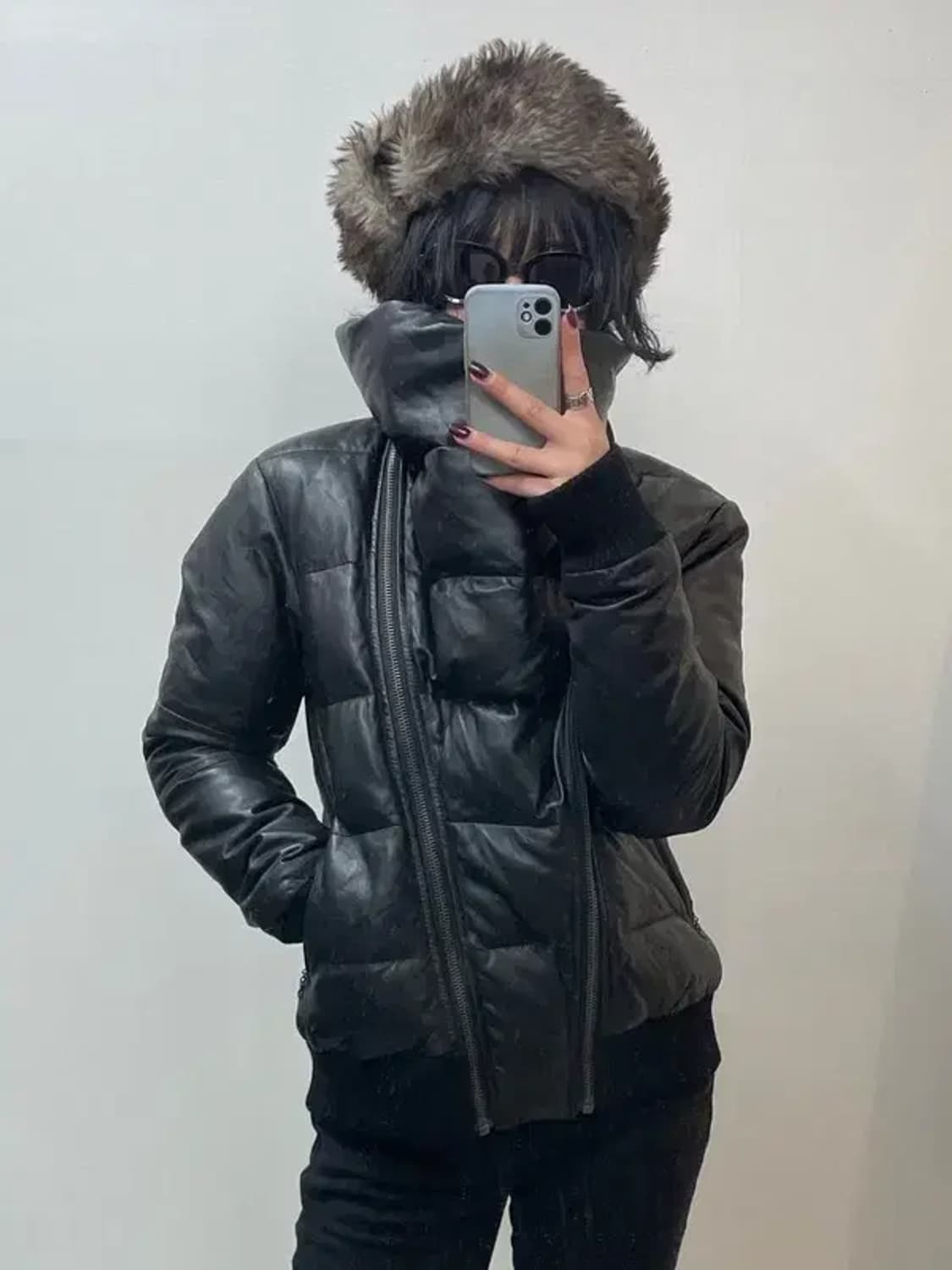 이쥬컬렉션 양가죽 레더 사선 점퍼 자켓 상품이미지1