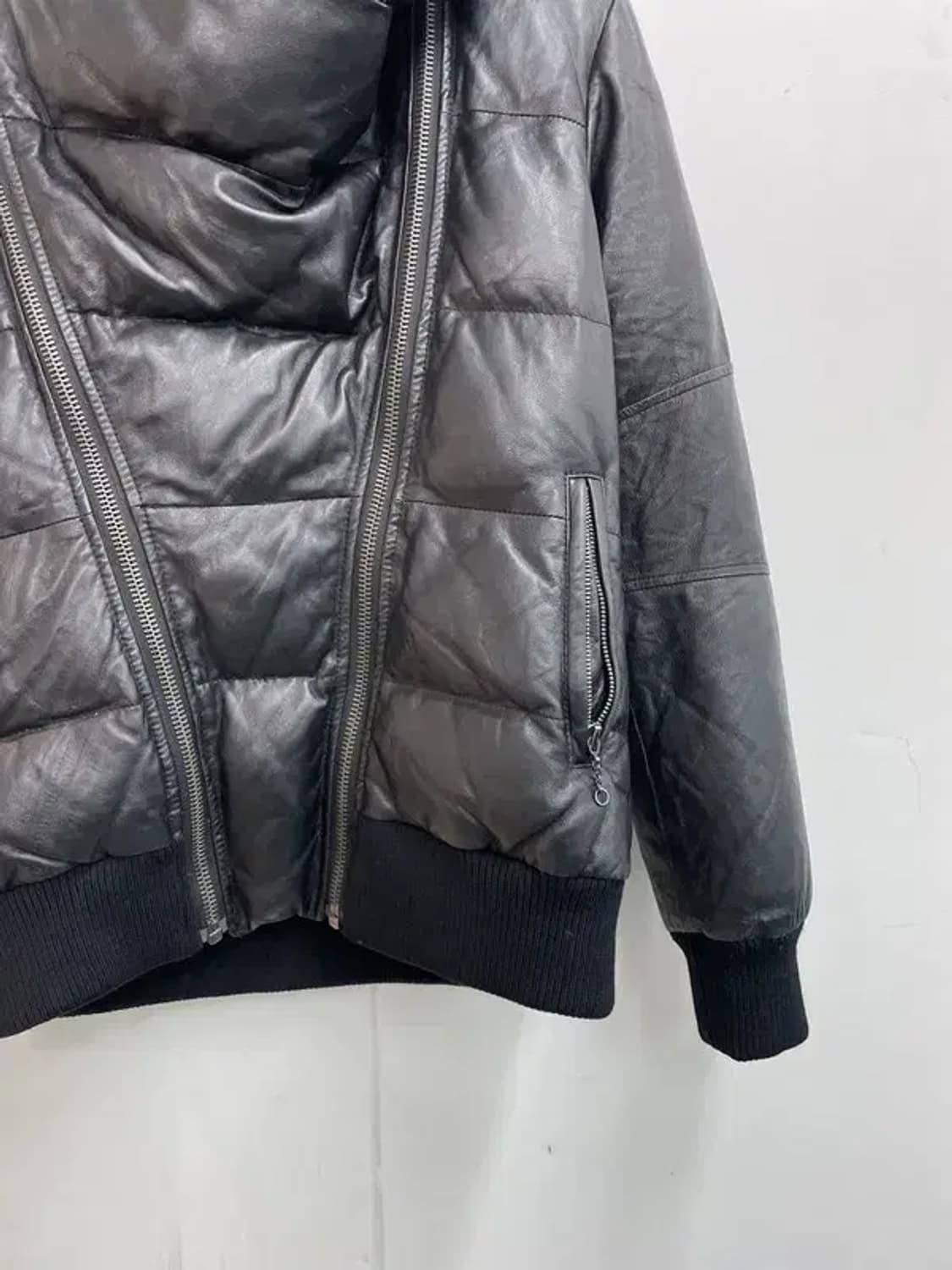 이쥬컬렉션 양가죽 레더 사선 점퍼 자켓 상품이미지3