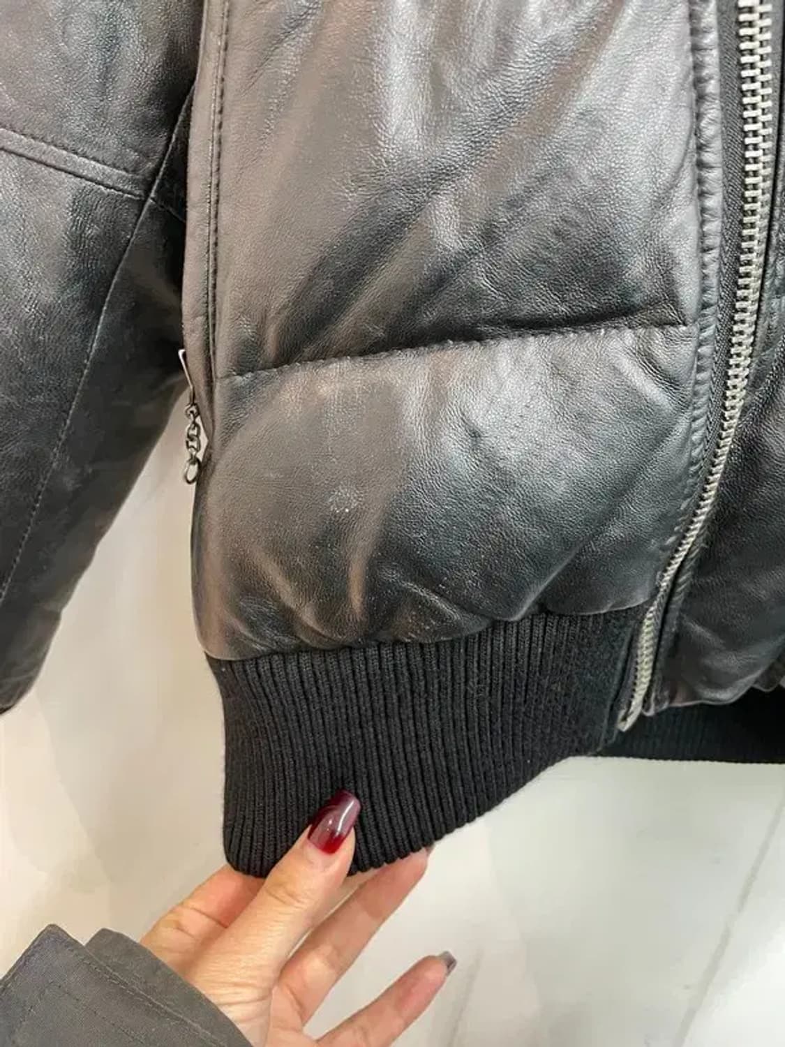 이쥬컬렉션 양가죽 레더 사선 점퍼 자켓 상품이미지6