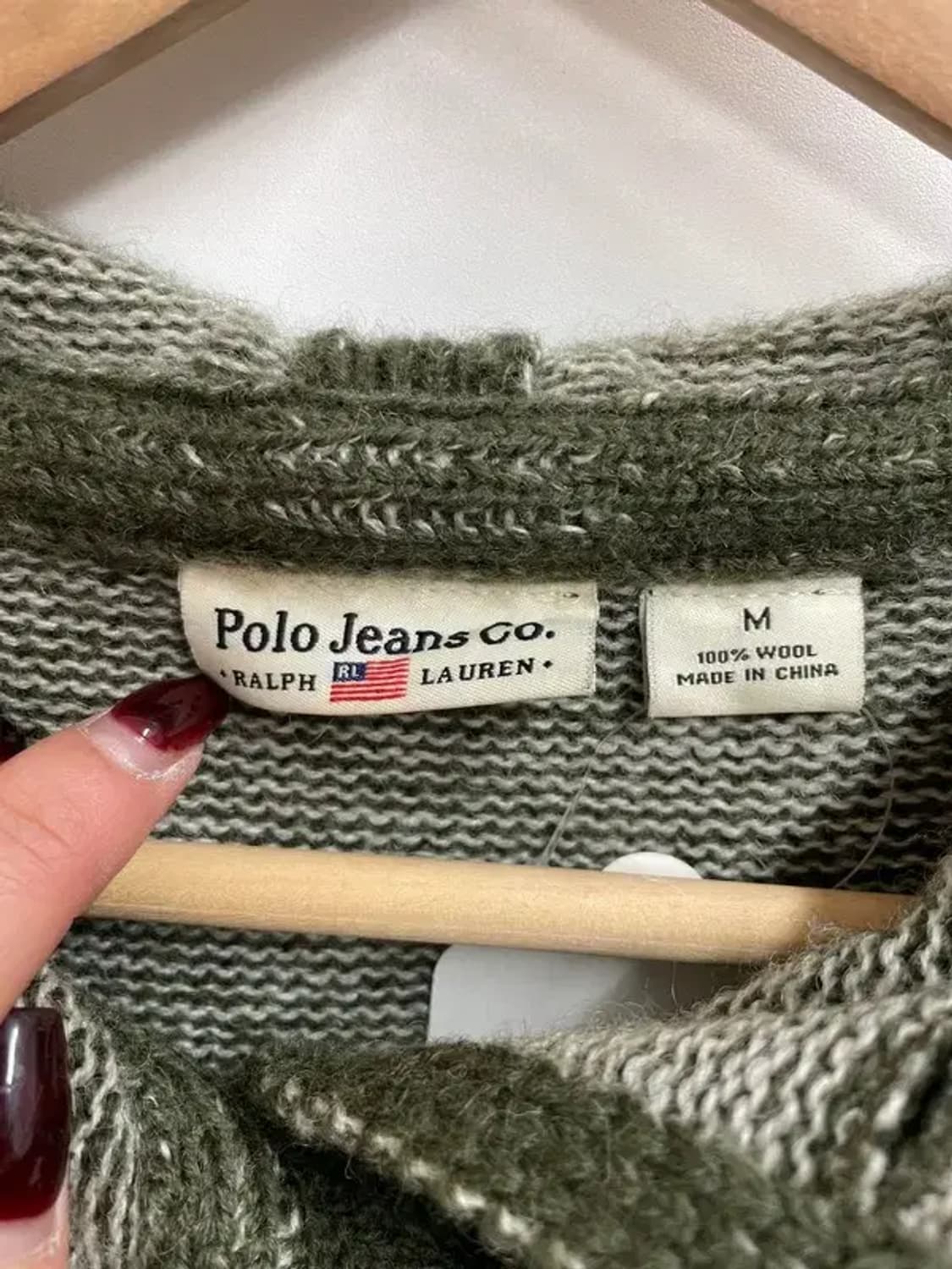 미디움 폴로 진스 카키 버튼 후디드 롱 니트 가디건 카키 상품이미지5