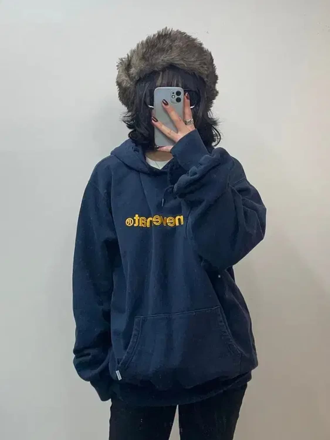 라지 디스이즈네버댓 T-로고 후드티 네이비 상품이미지1