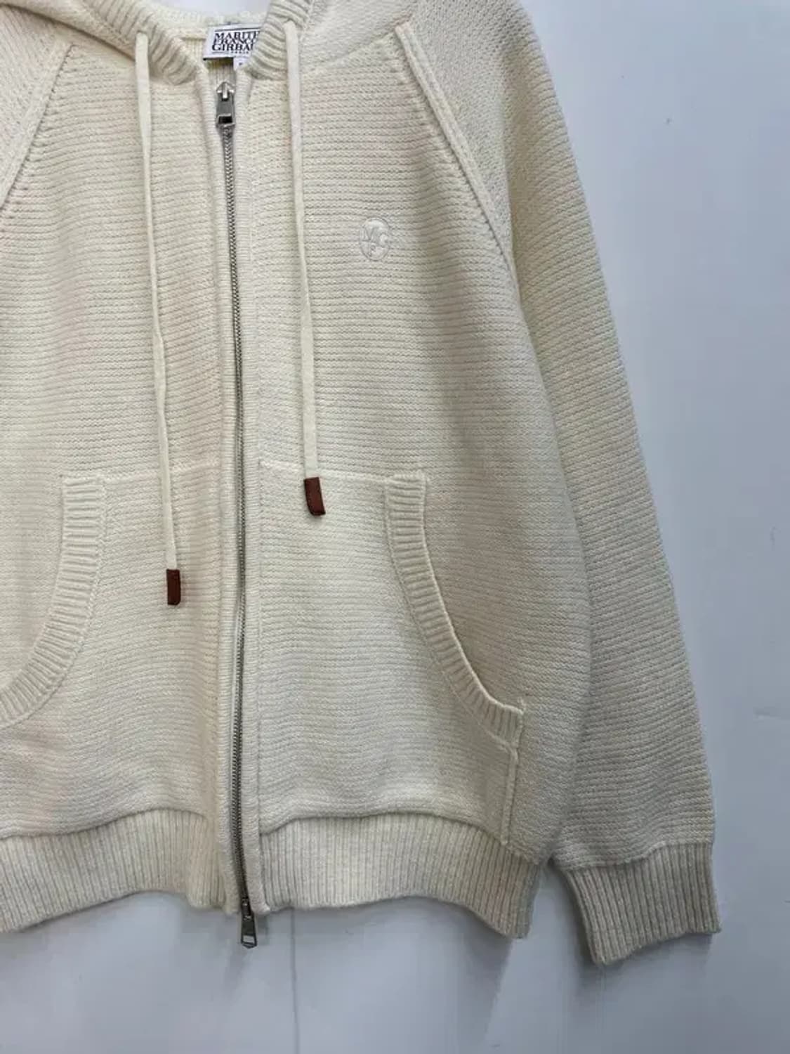 스몰 마리떼 프랑소와 저버 양모 니트 후드 집업 아이보리 상품이미지3