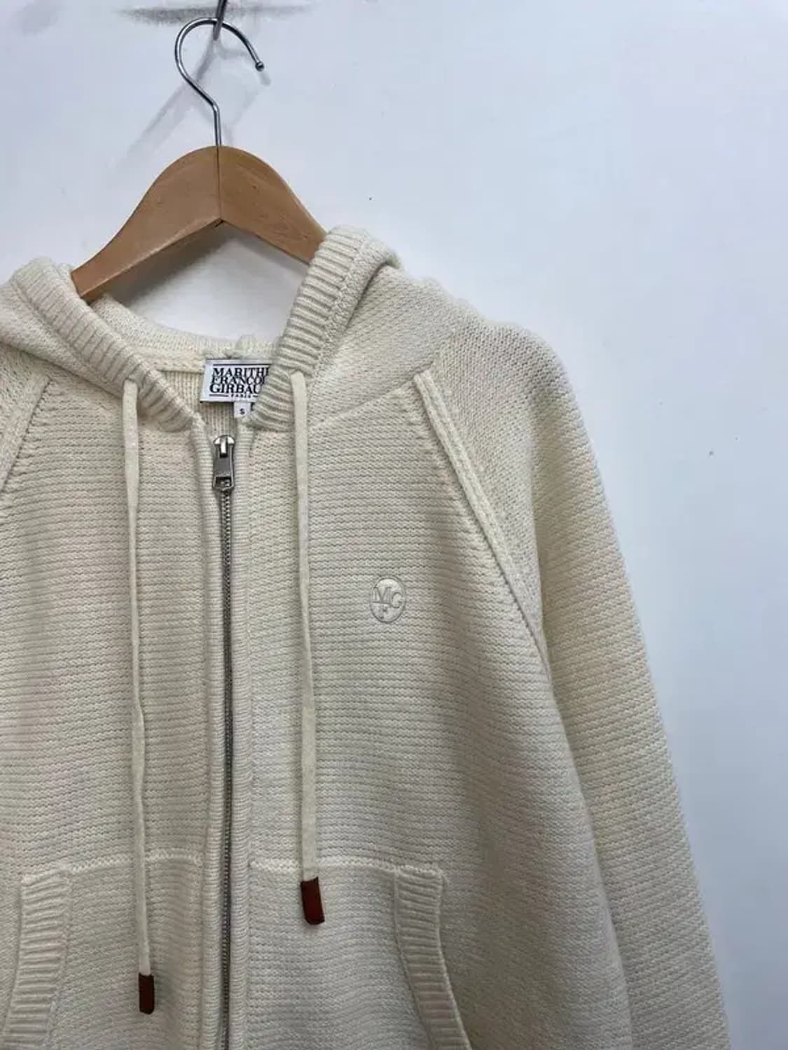 스몰 마리떼 프랑소와 저버 양모 니트 후드 집업 아이보리 상품이미지4