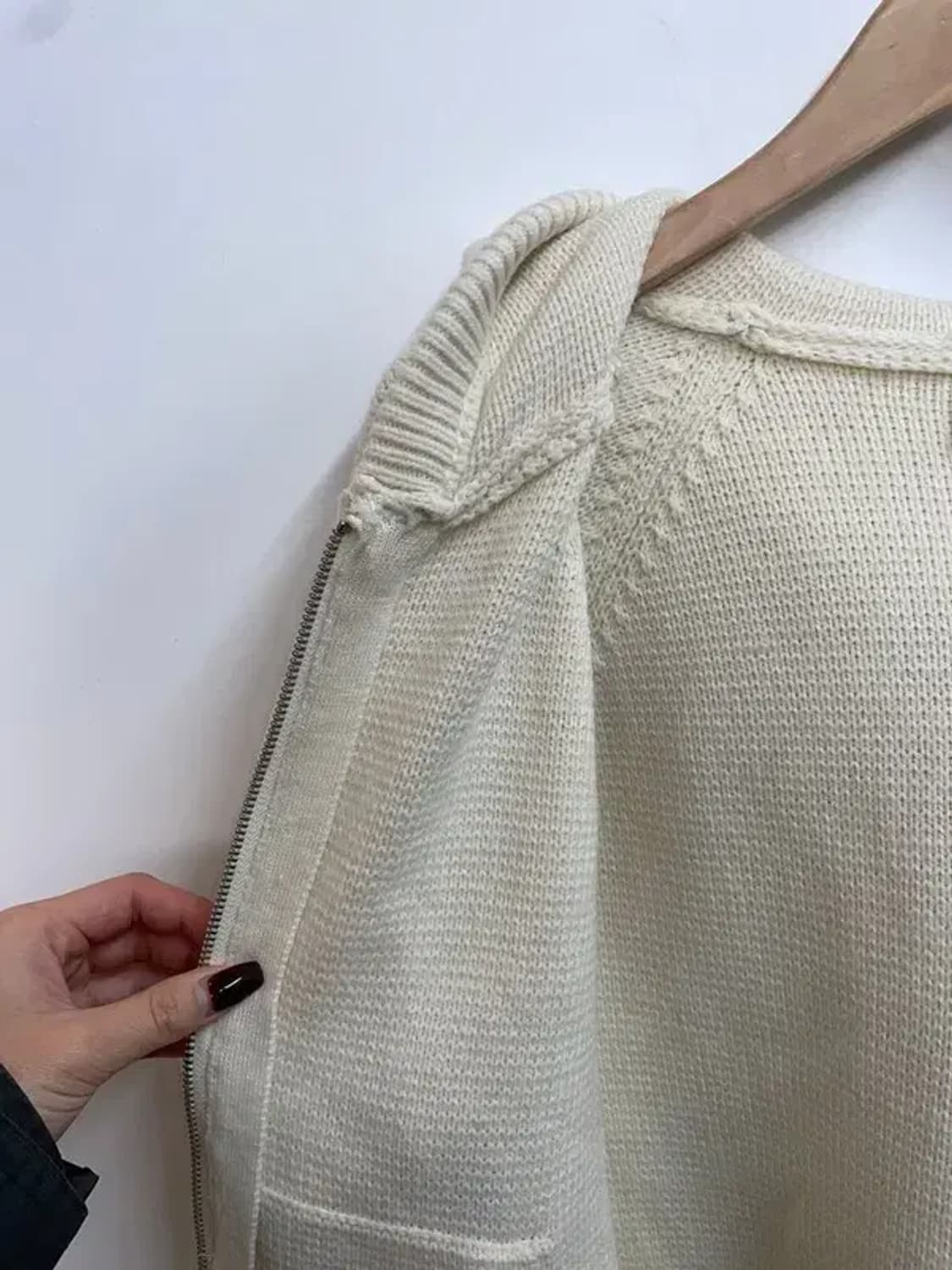 스몰 마리떼 프랑소와 저버 양모 니트 후드 집업 아이보리 상품이미지6