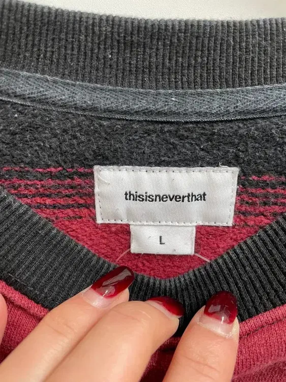 라지 디스이즈네버댓 스트라이프 스웨트셔츠 맨투맨 레드 상품이미지6