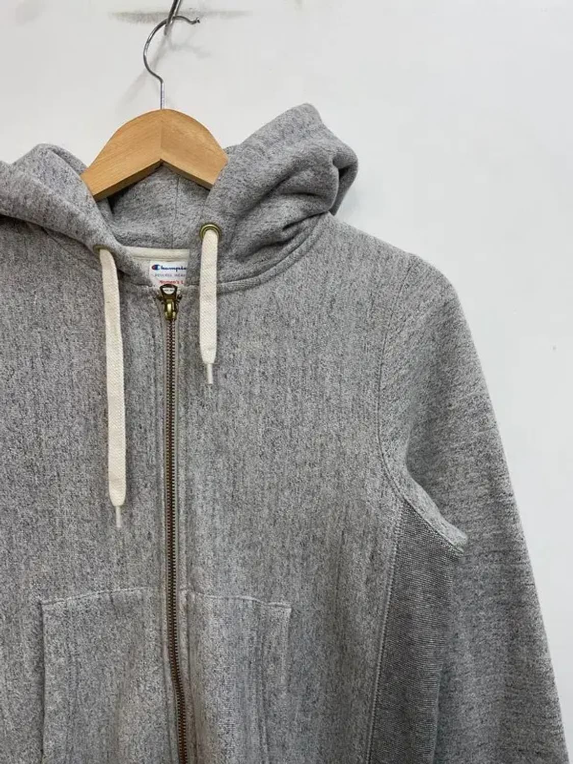 라지 여성 챔피온 리버스 위브 풀집 후드 집업 그레이 상품이미지4