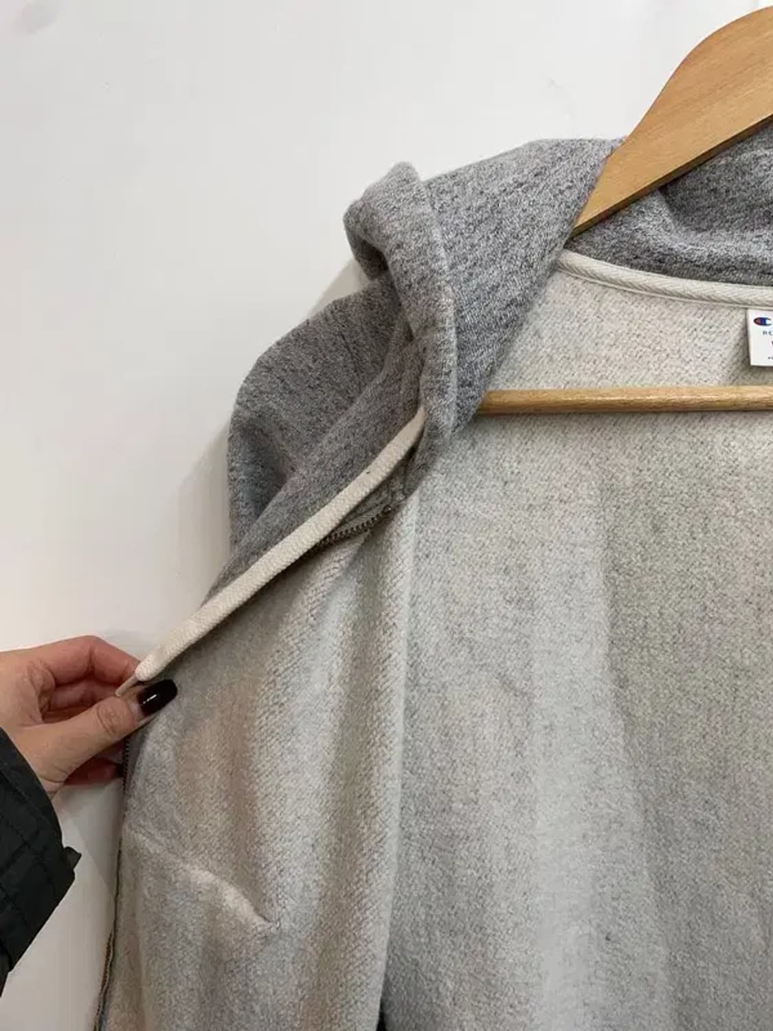 라지 여성 챔피온 리버스 위브 풀집 후드 집업 그레이 상품이미지6