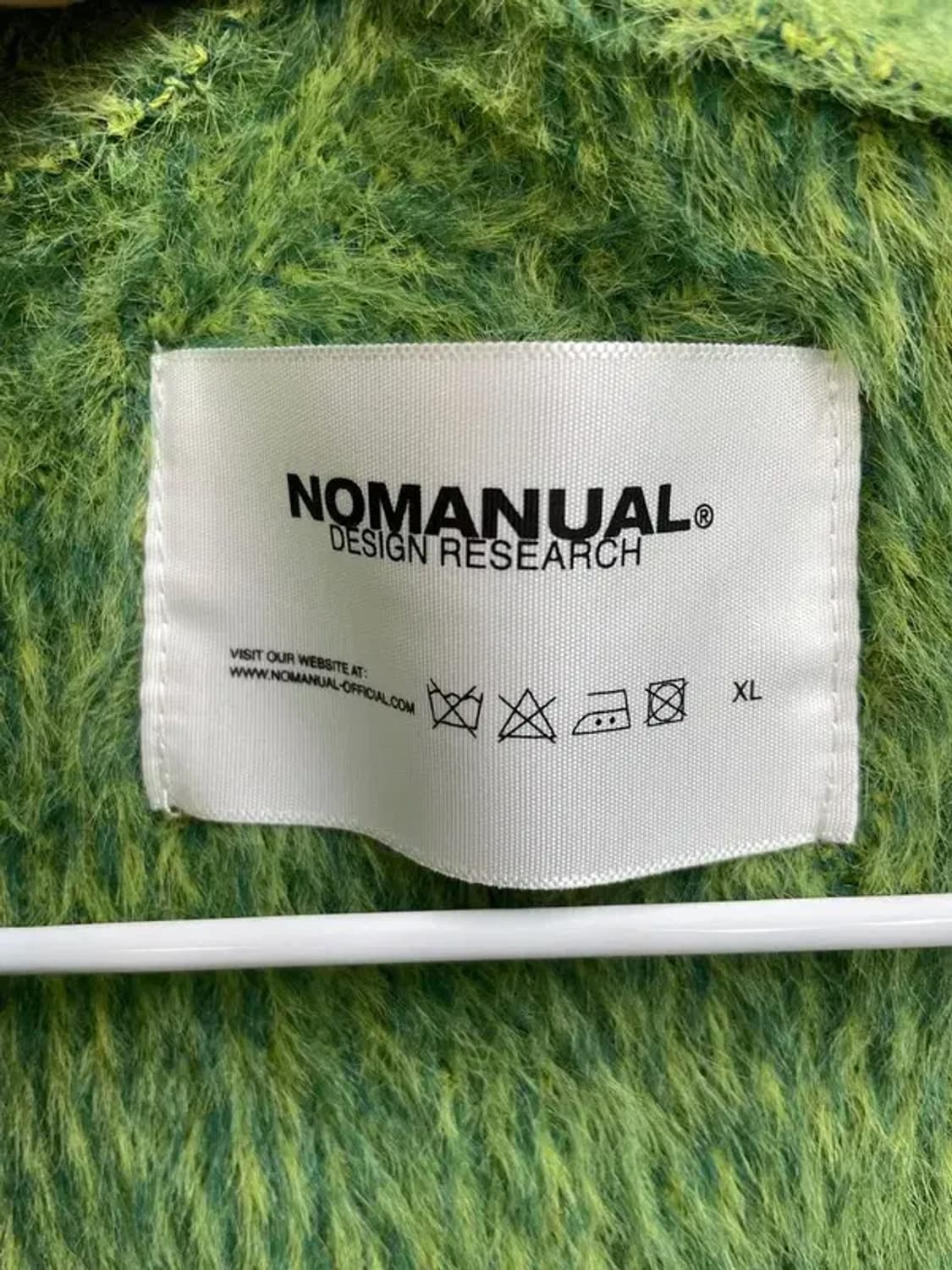 XL 새상품 노매뉴얼 하이넥 헤어리 니트 집업 그라스 그린 상품이미지6