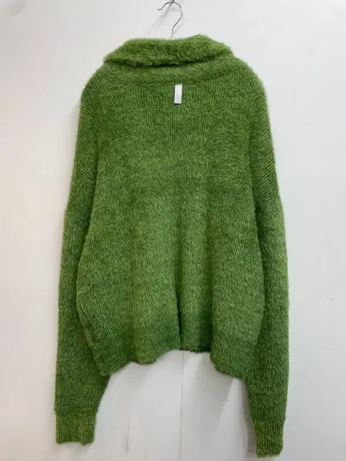 XL 새상품 노매뉴얼 하이넥 헤어리 니트 집업 그라스 그린 상품이미지9