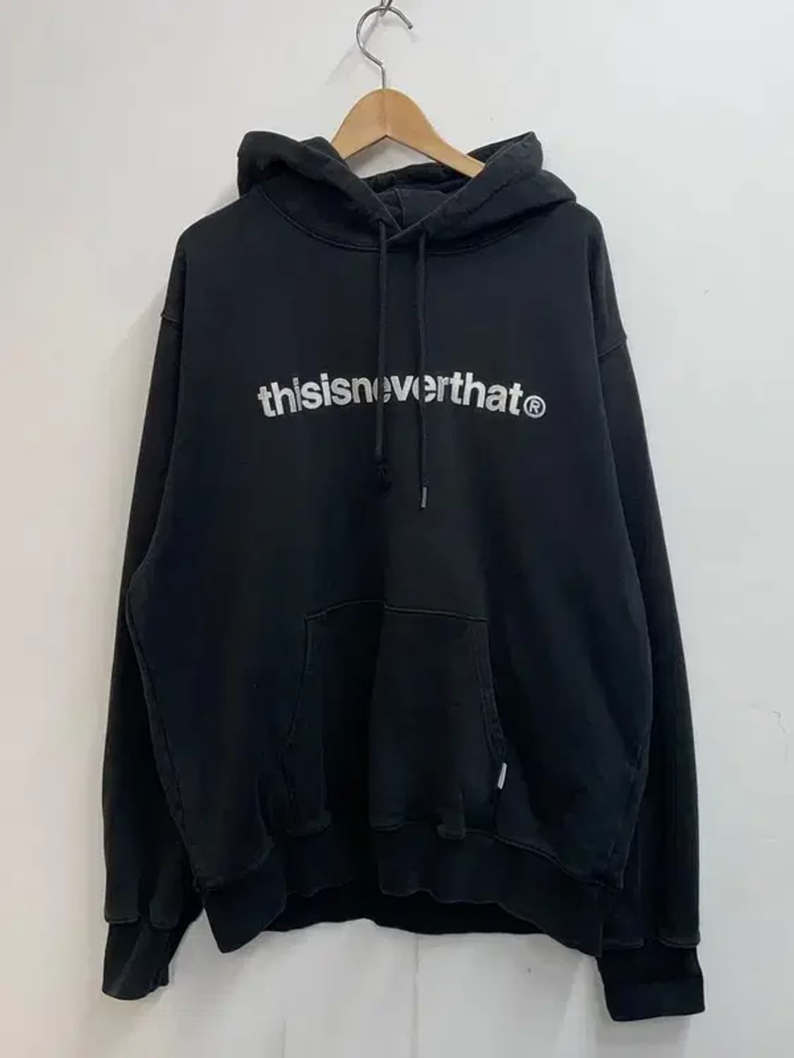 라지 디스이즈네버댓 로고 오버핏 블랙 후드 티셔츠 상품이미지2