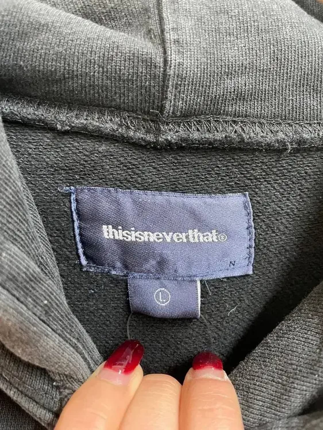 라지 디스이즈네버댓 로고 오버핏 블랙 후드 티셔츠 상품이미지5