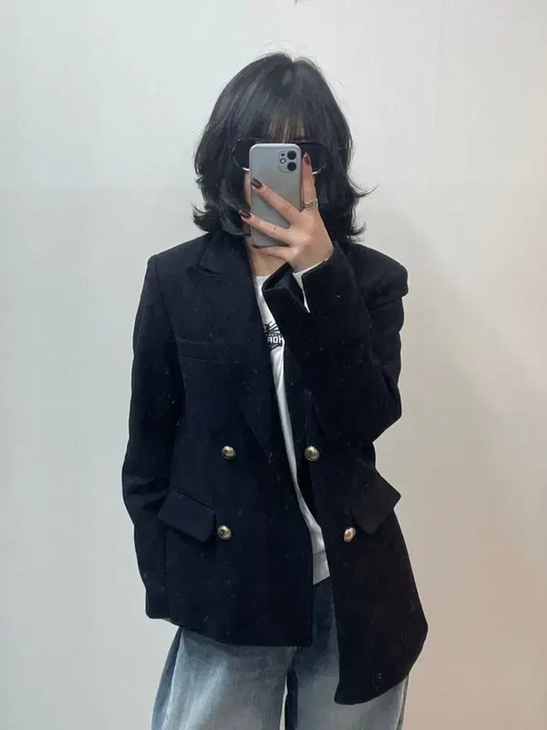 스몰 앤더슨벨 울자켓 네이비 스몰 언발란스 디자인 상품이미지1