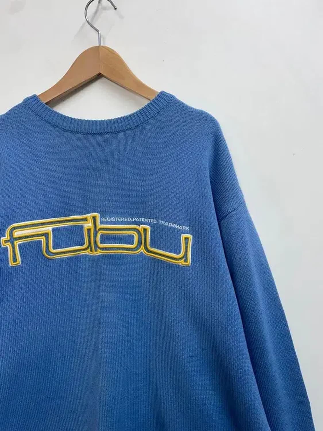 90s 올드스쿨 푸부 오버핏 로고 블루 니트 상품이미지4