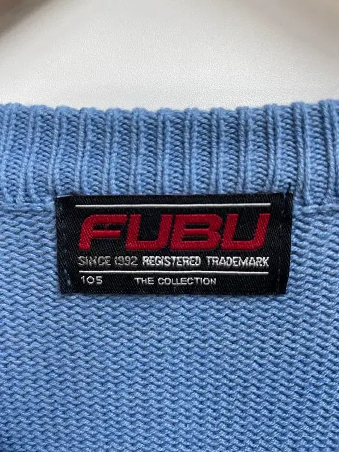 90s 올드스쿨 푸부 오버핏 로고 블루 니트 상품이미지6