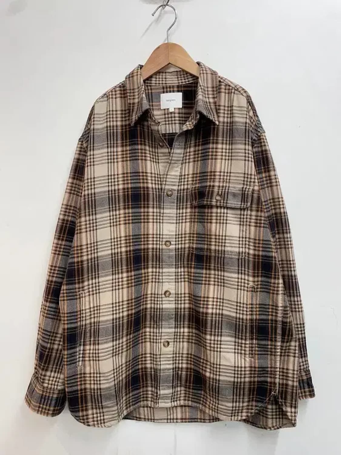 라지 에피그램 브라운 체크 포켓 긴팔 셔츠 상품이미지2