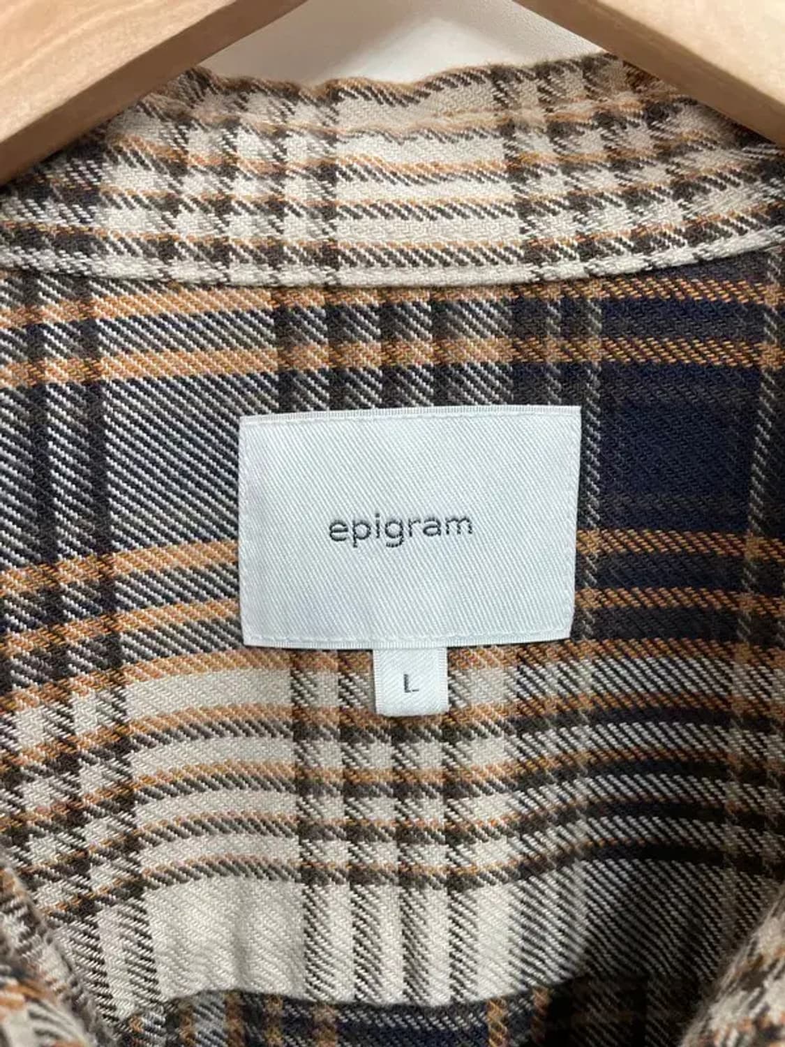 라지 에피그램 브라운 체크 포켓 긴팔 셔츠 상품이미지5