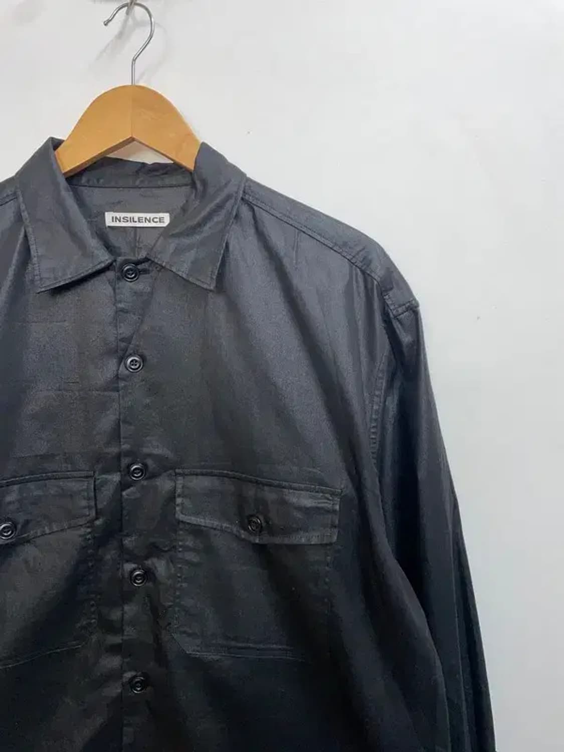 라지 인사일런스 코티드 코튼 친츠 셔츠 블랙 상품이미지4