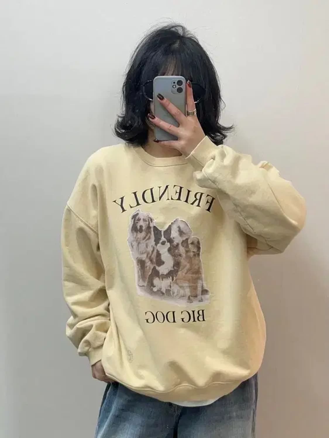 프리 더오픈프로덕트 도그 프린팅 맨투맨 스웨트셔츠 상품이미지1