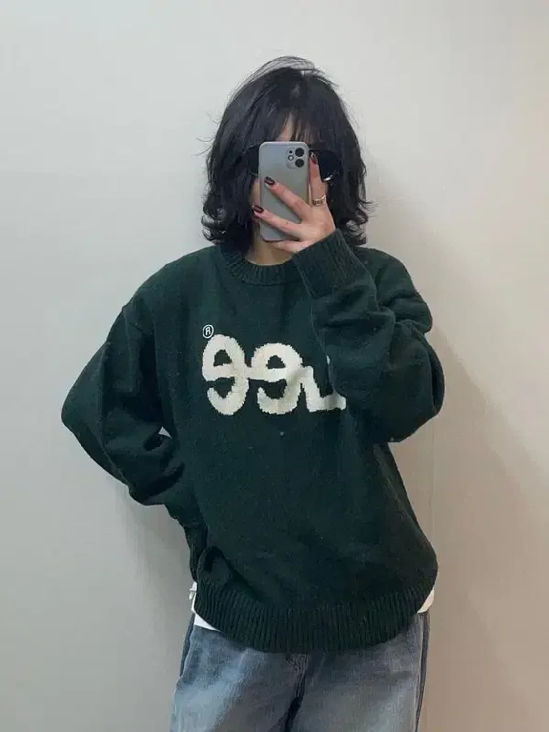 스몰 Lee 리 빅 트위치 로고 니트 그린 상품이미지1