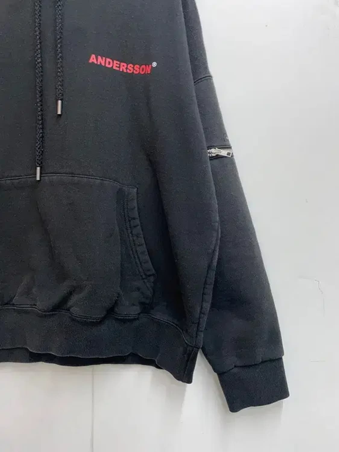 앤더슨벨 캐주얼 오버핏 지퍼 디테일 기모 후드티 상품이미지3