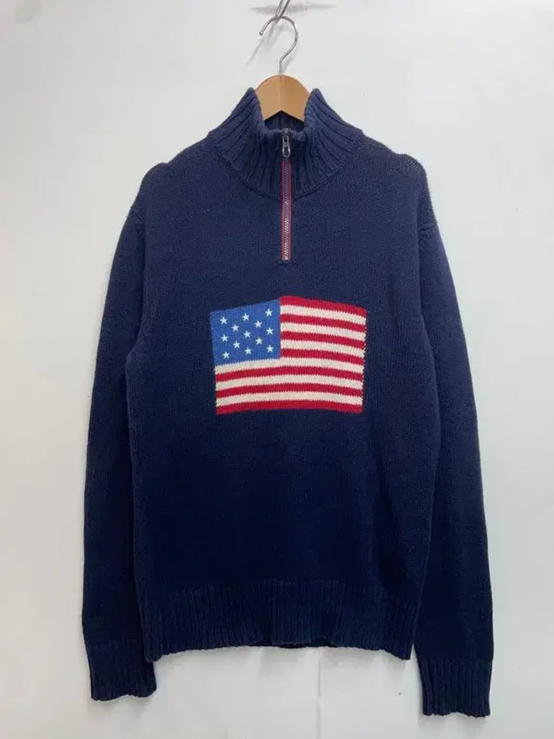 폴로 랄프로렌 네이비 성조기 반집업 스웨터 니트 상품이미지2