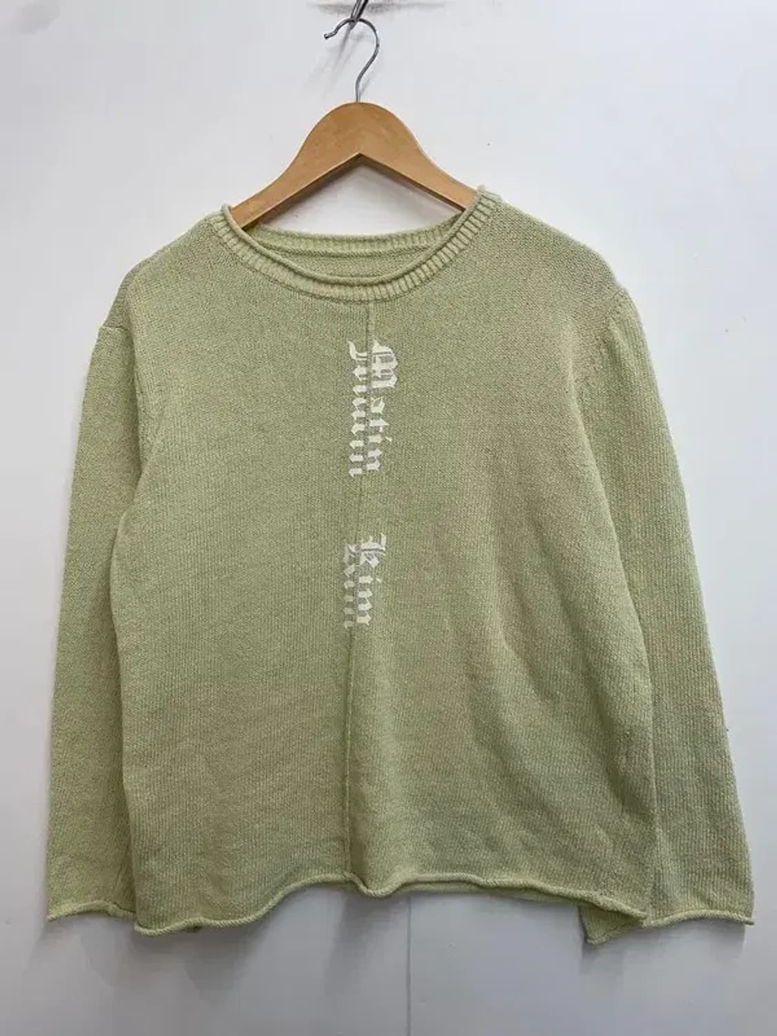 마뗑킴 핀턱 로고 니트 풀오버 라임색 상품이미지2