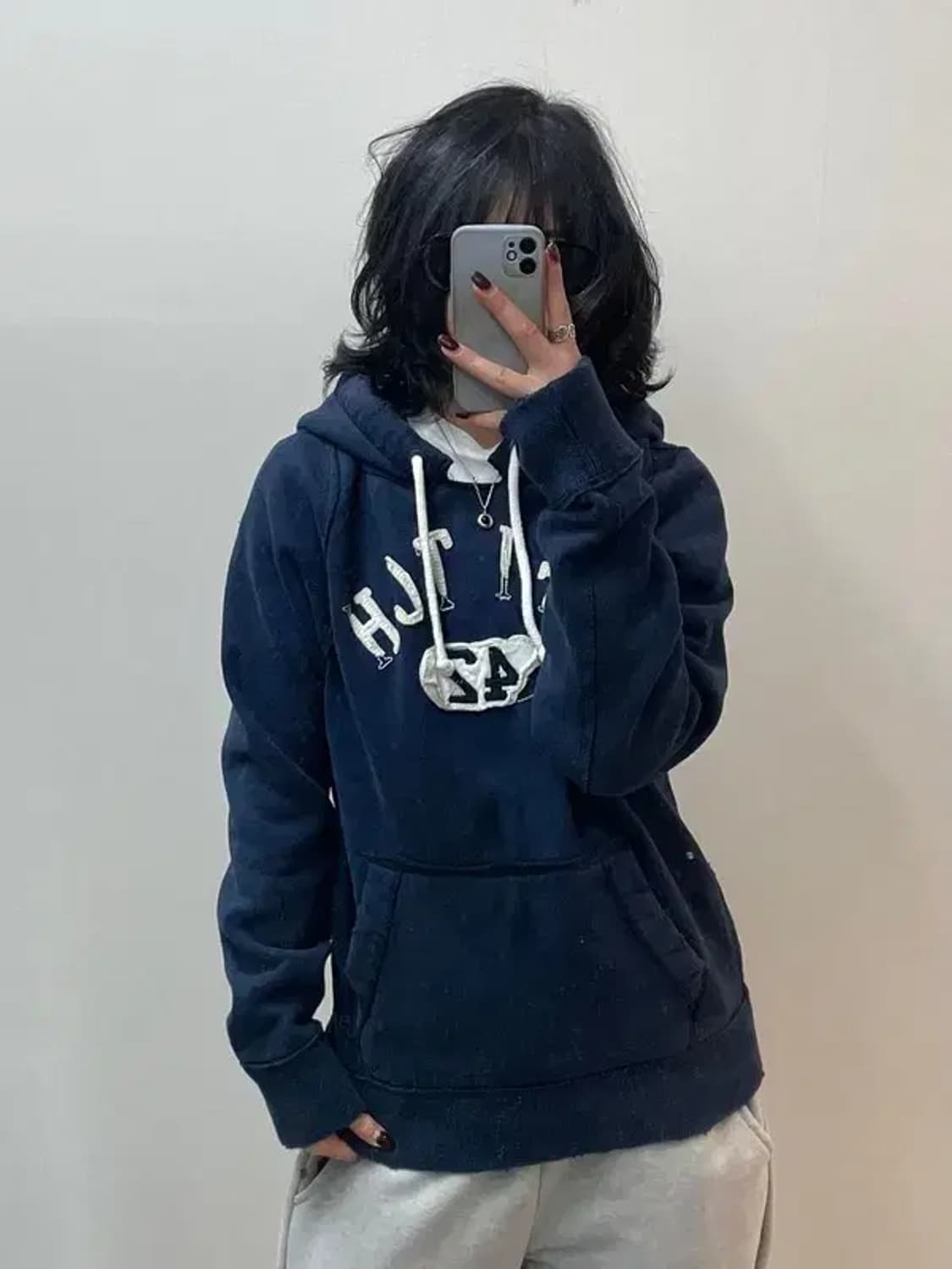 미디움 아베크롬비 빈티지 Y2K 데미지 디테일 기모 후드티 상품이미지1