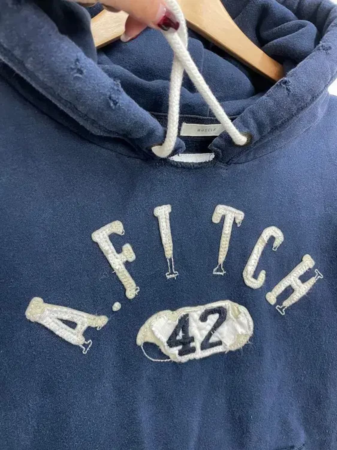 미디움 아베크롬비 빈티지 Y2K 데미지 디테일 기모 후드티 상품이미지7