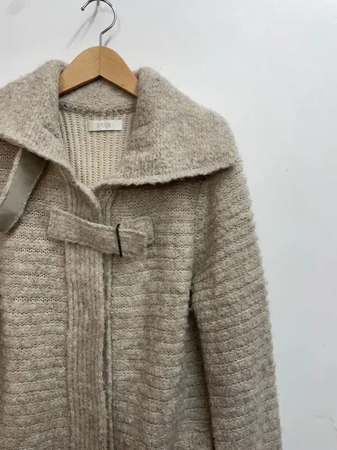 여성 시스템 울 알파카 하프 니트 코트 상품이미지4