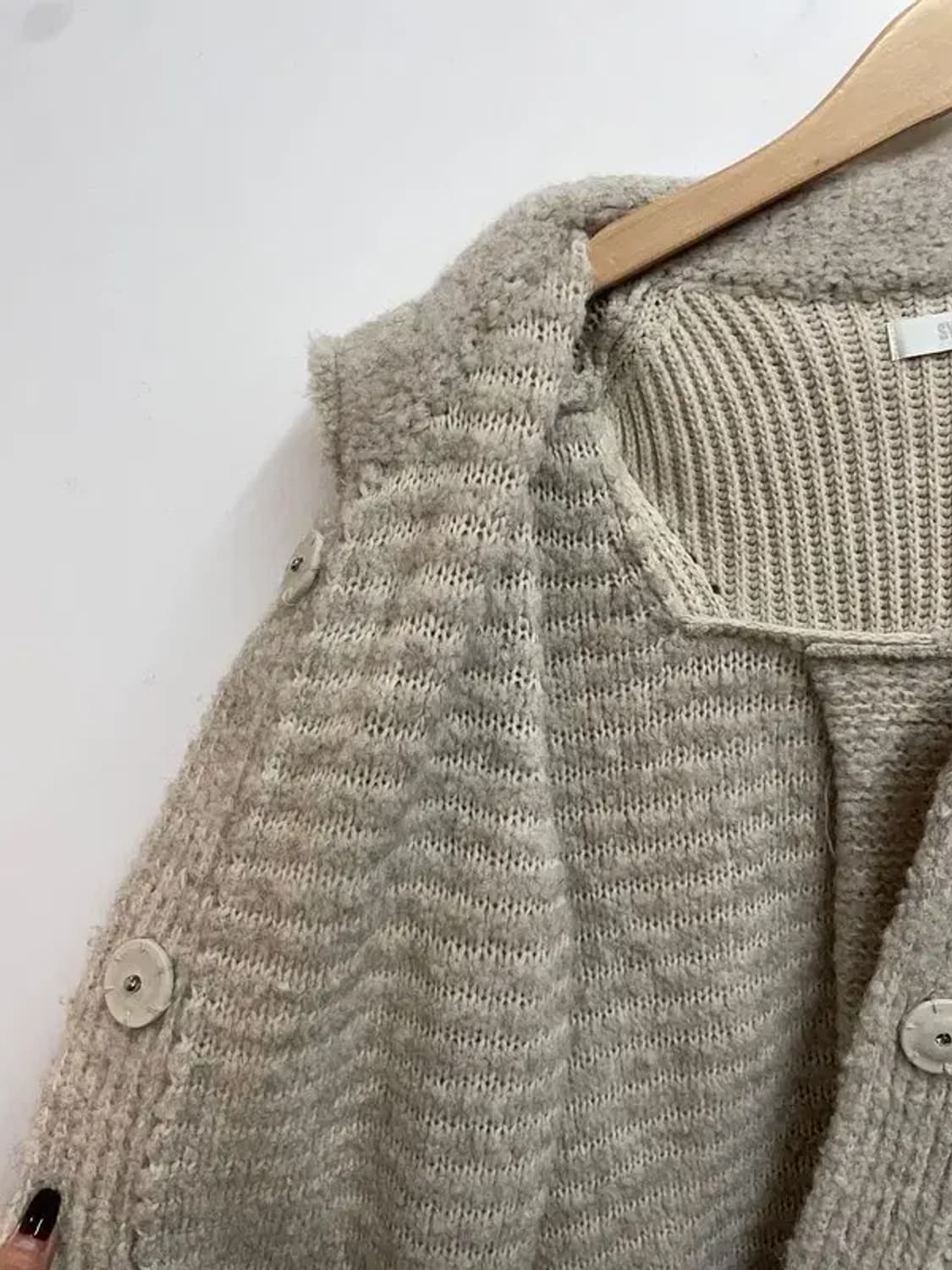 여성 시스템 울 알파카 하프 니트 코트 상품이미지6