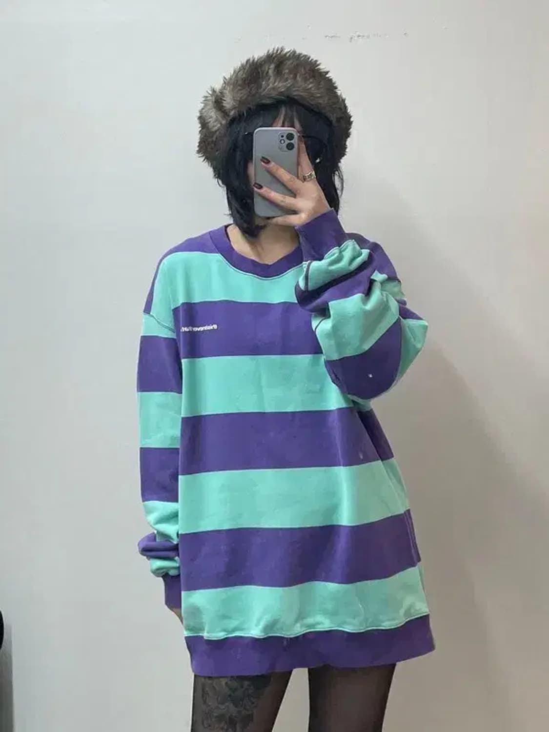 라지 디스이즈네버댓 오버핏 스트라이프 긴팔티셔츠 맨투맨 상품이미지1