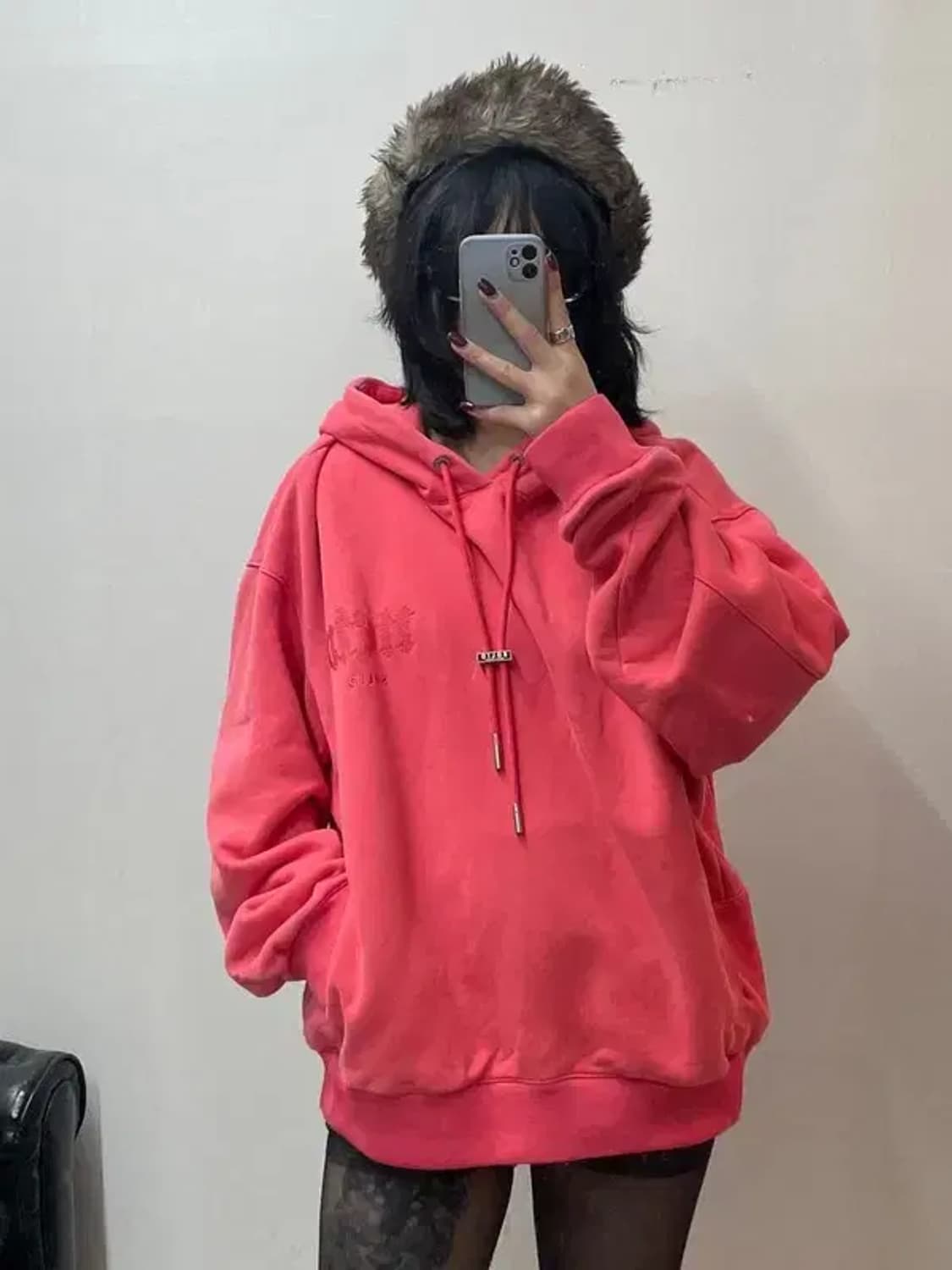 100 솔리드 옴므 NEW 스틸로고 오버핏 후드 후디 티셔츠 상품이미지1