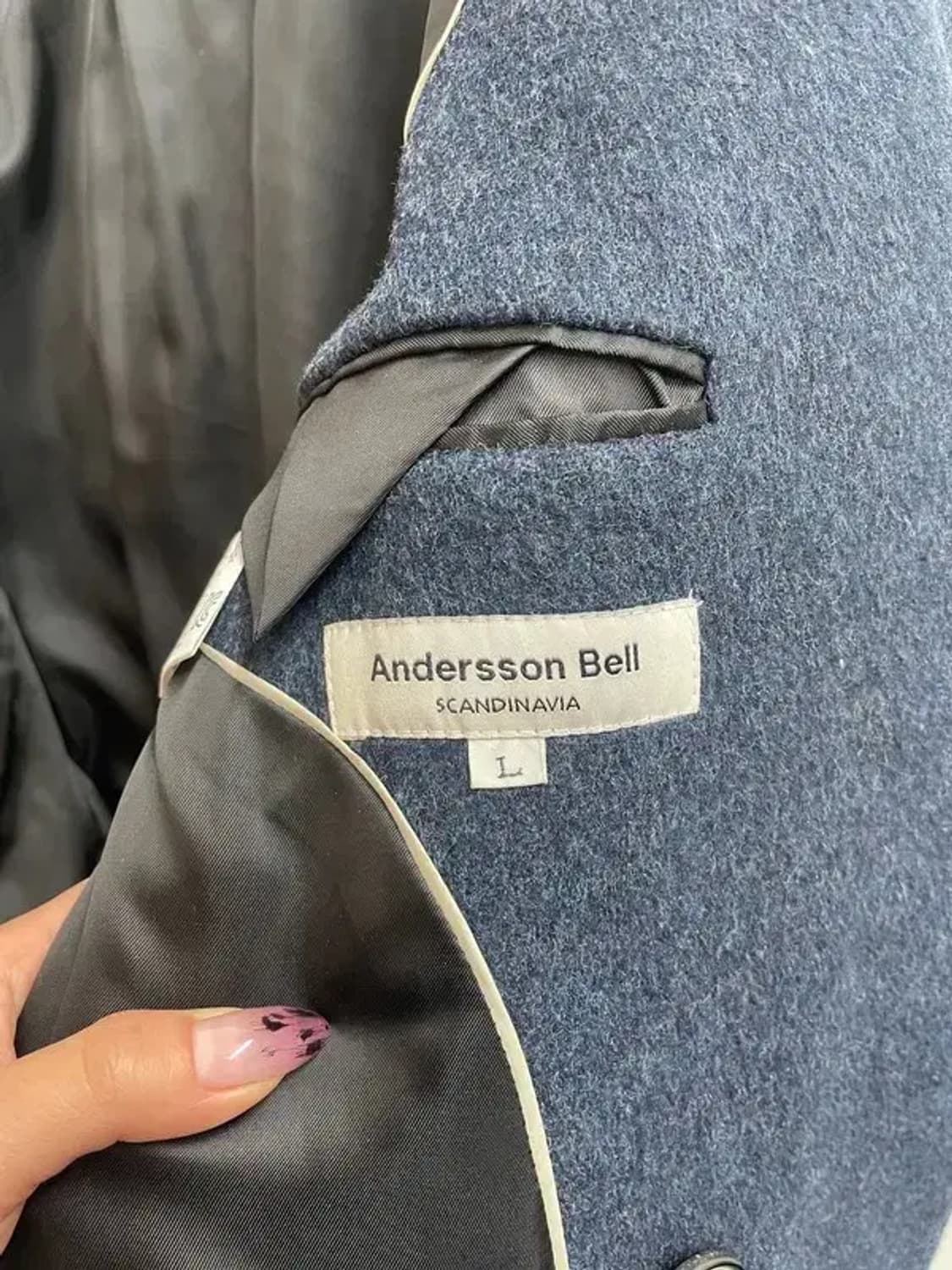 라지 앤더슨벨 개릿 롱 더블코트 오버핏 블루 상품이미지5