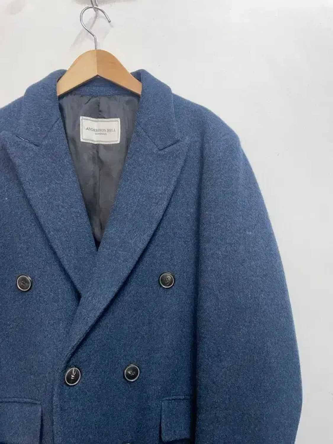 라지 앤더슨벨 개릿 롱 더블코트 오버핏 블루 상품이미지8