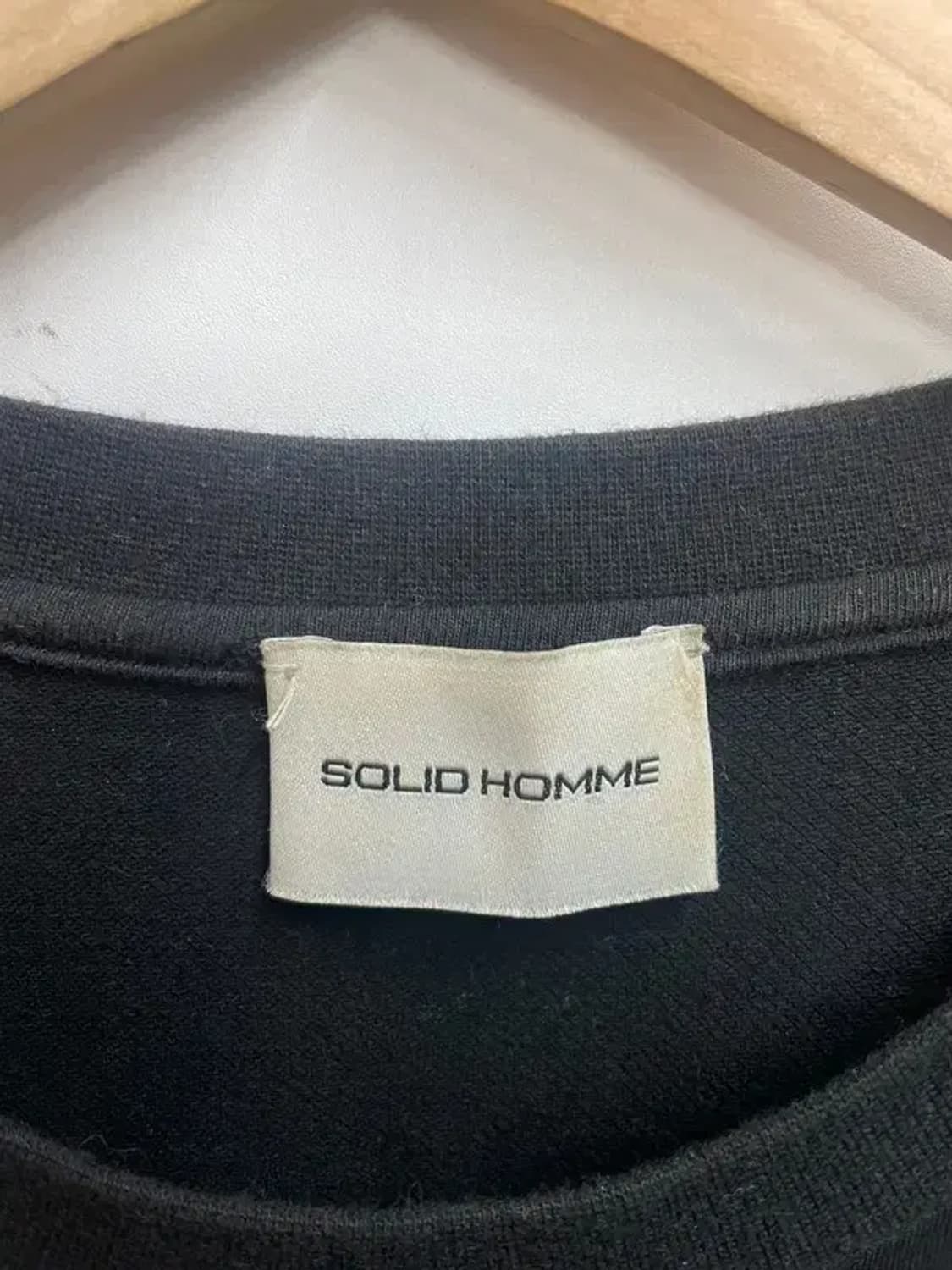 라지 솔리드옴므 라운드 오버핏 긴팔티셔츠 블랙 상품이미지7