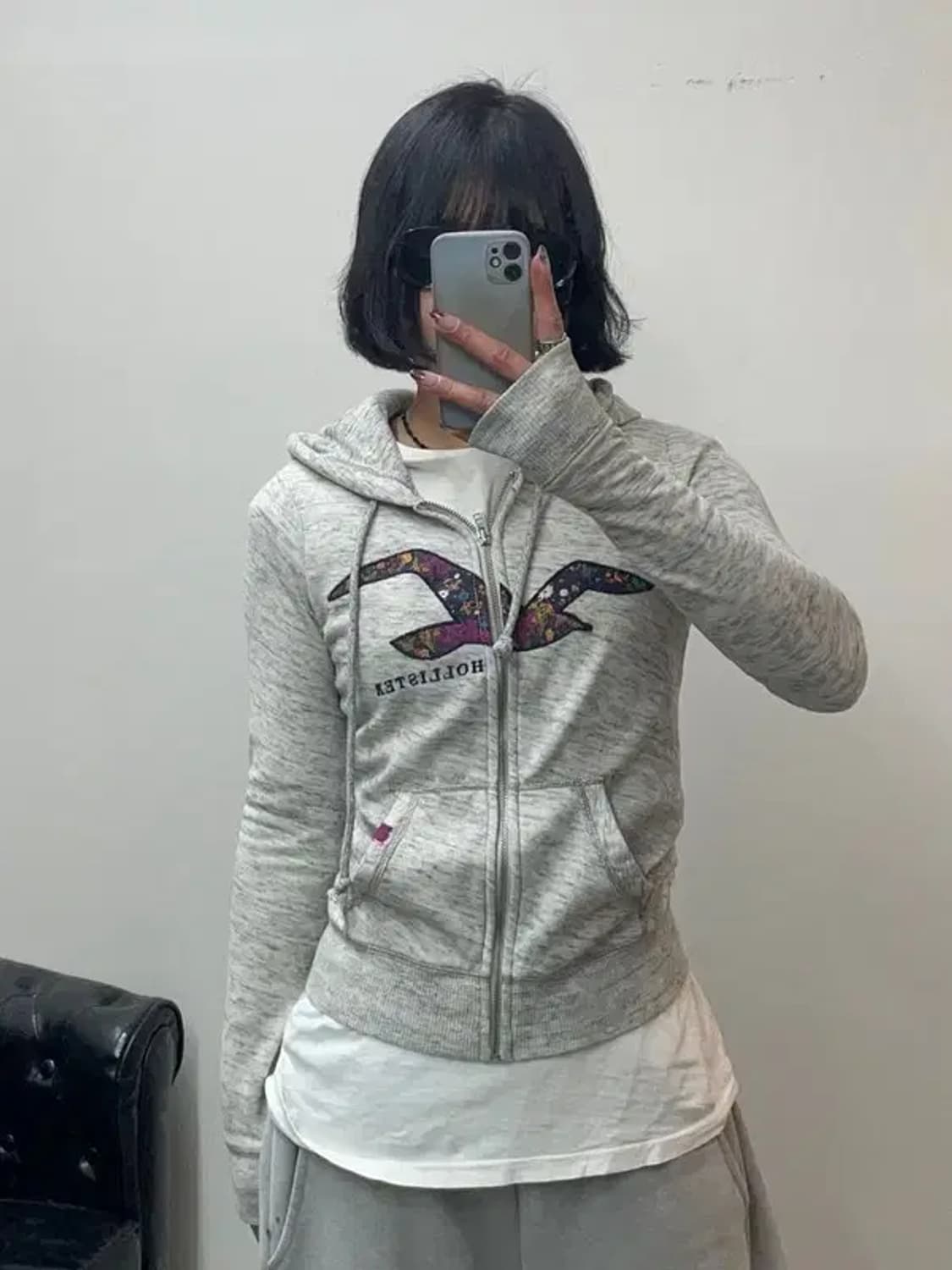 xs 홀리스터 로고 오버핏 후드 집업 후디 상품이미지1