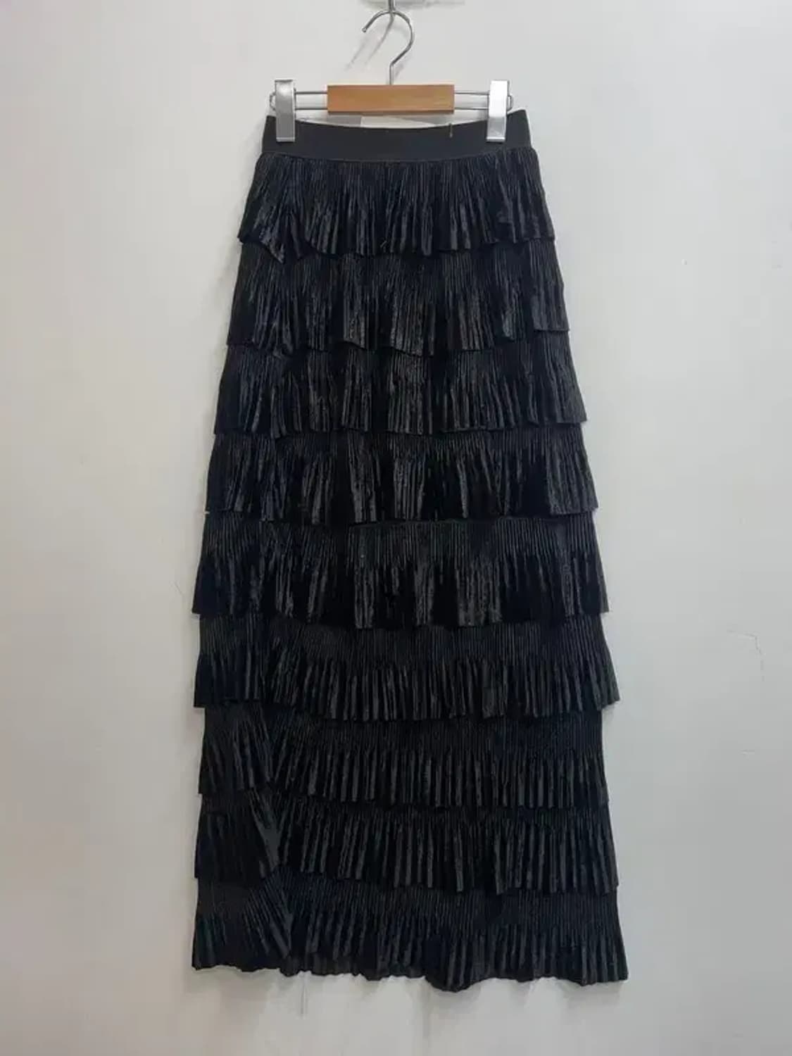 프리 JPN 빈티지 프릴 타이트 롱 스커트 블랙 상품이미지2