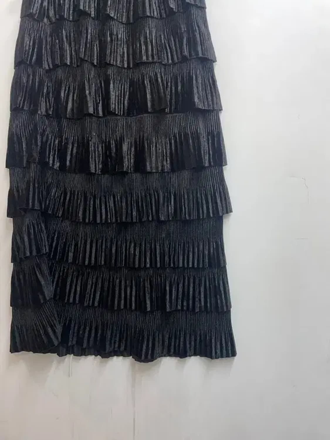 프리 JPN 빈티지 프릴 타이트 롱 스커트 블랙 상품이미지3
