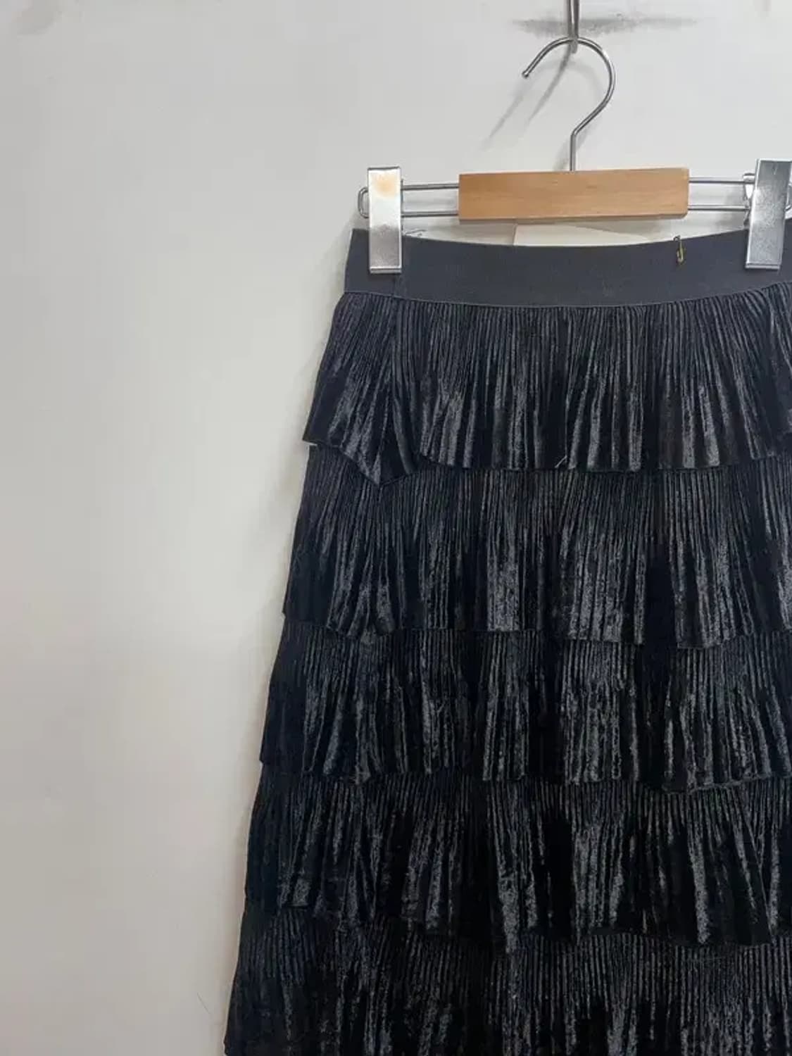 프리 JPN 빈티지 프릴 타이트 롱 스커트 블랙 상품이미지4