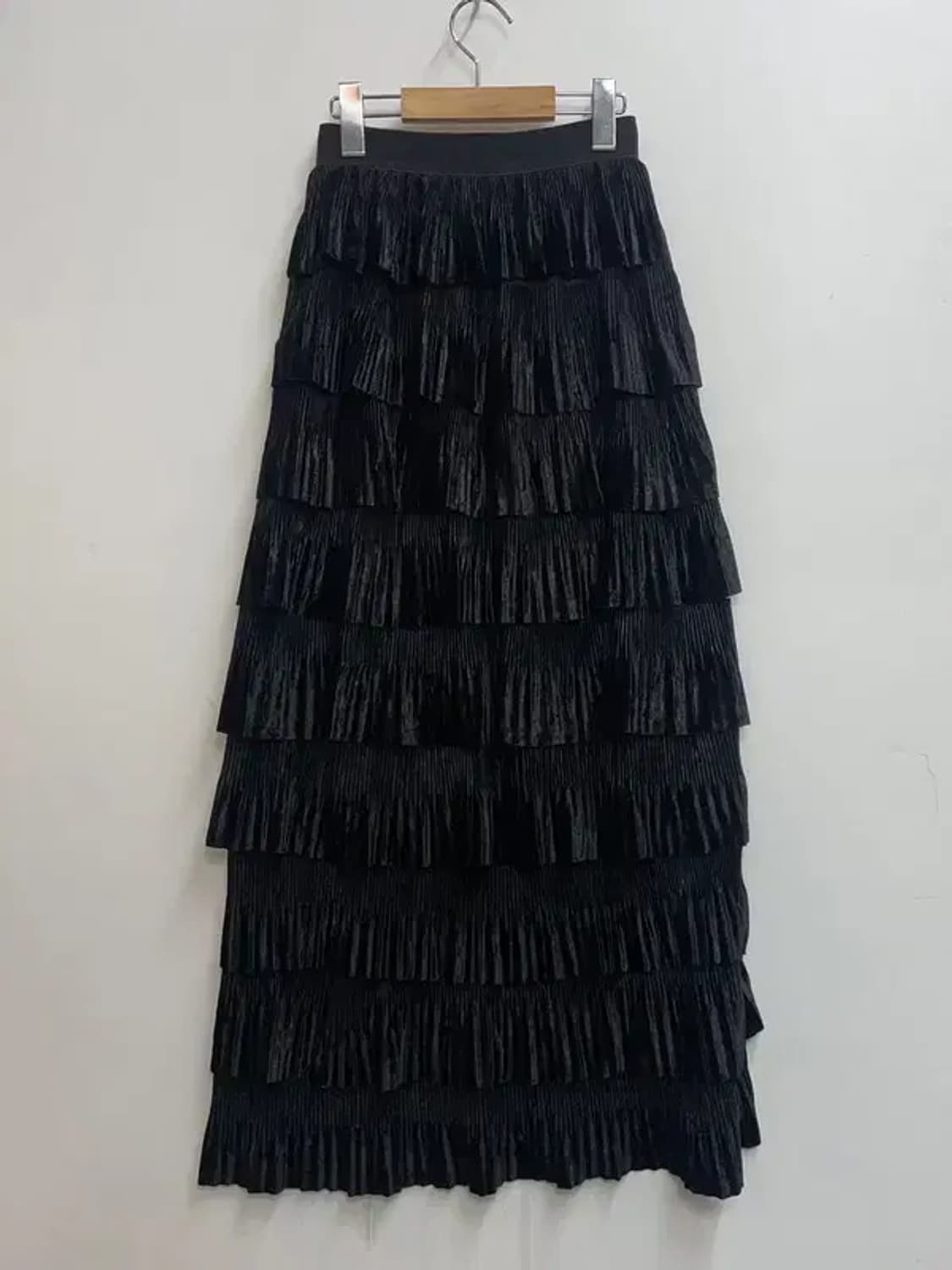 프리 JPN 빈티지 프릴 타이트 롱 스커트 블랙 상품이미지5