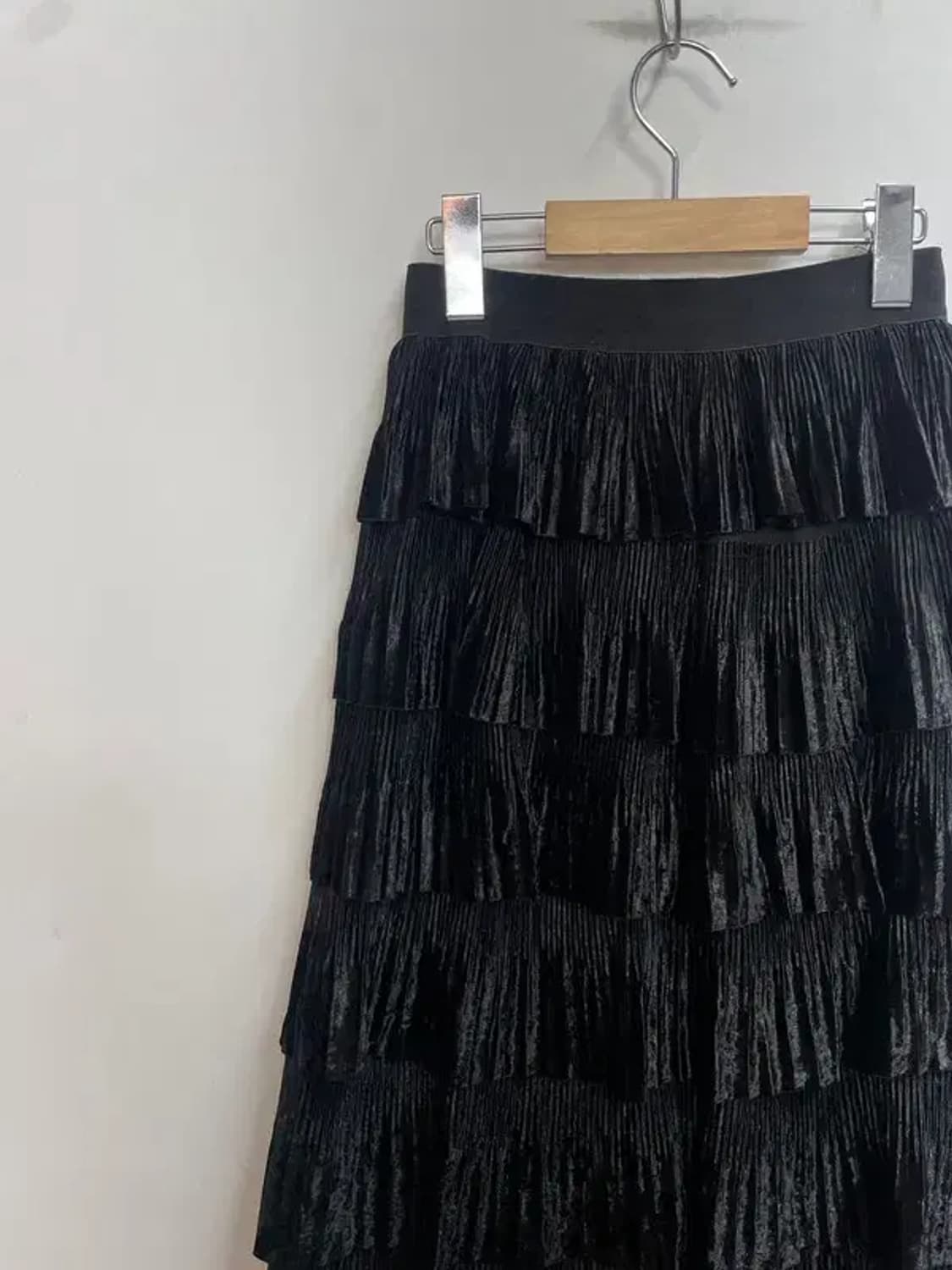프리 JPN 빈티지 프릴 타이트 롱 스커트 블랙 상품이미지7