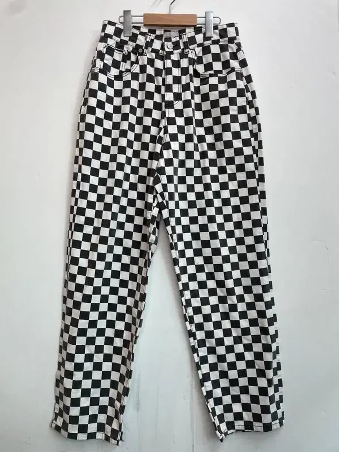 스몰 MEJOR 체커보드 와이드 팬츠 블랙 화이트 상품이미지2