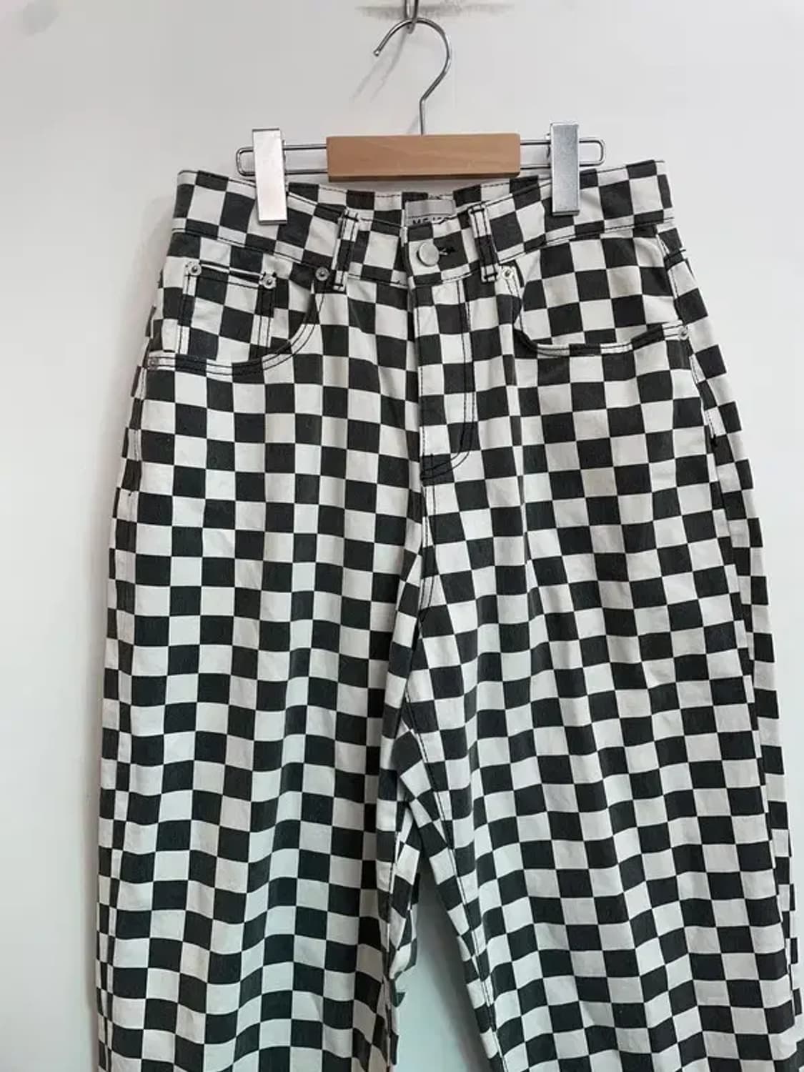 스몰 MEJOR 체커보드 와이드 팬츠 블랙 화이트 상품이미지4